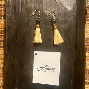 Ajuna Tassel Earrings with Green Paper Bead Accents